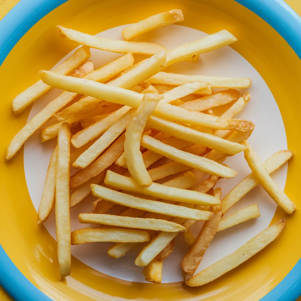Kids Menu 11 KId-sized portion of crispy French fries served as a kids menu side