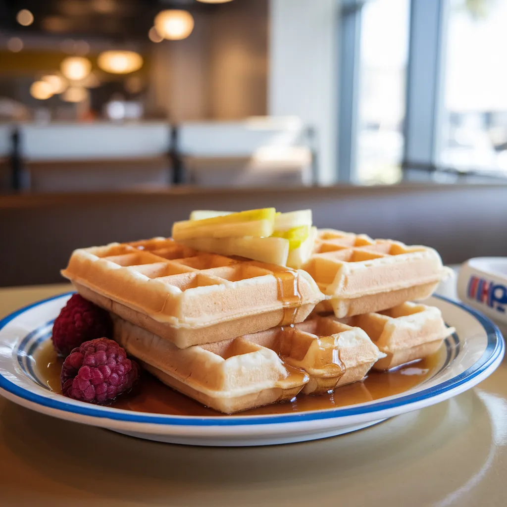 a photo of a plate of ihop jr waffles in FvTXRCDNQzmAtRmb4rkbNQ PlX0sK2SQXeZRfbKEsqqHg