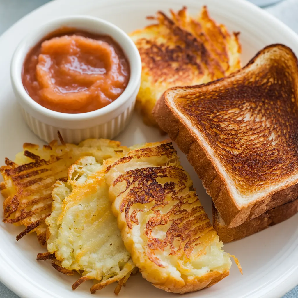 Kids Menu 13 Assorted kids sides including hash browns, toast, and applesauce