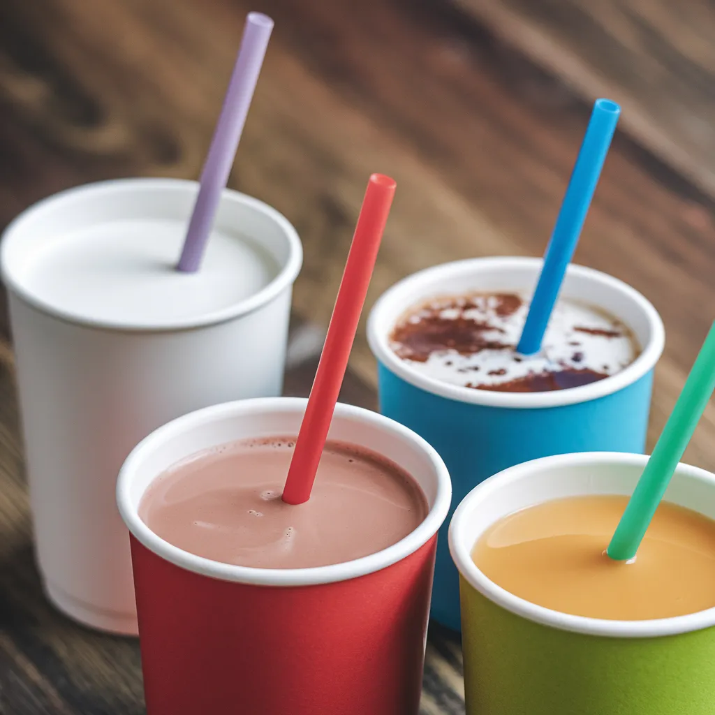 Kids Menu 16 Assorted kids drinks including milk, chocolate milk, and soft drink