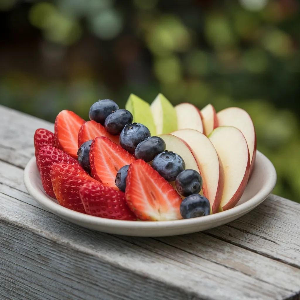 Kids Menu 12 Colorful fruit assortment on a plate