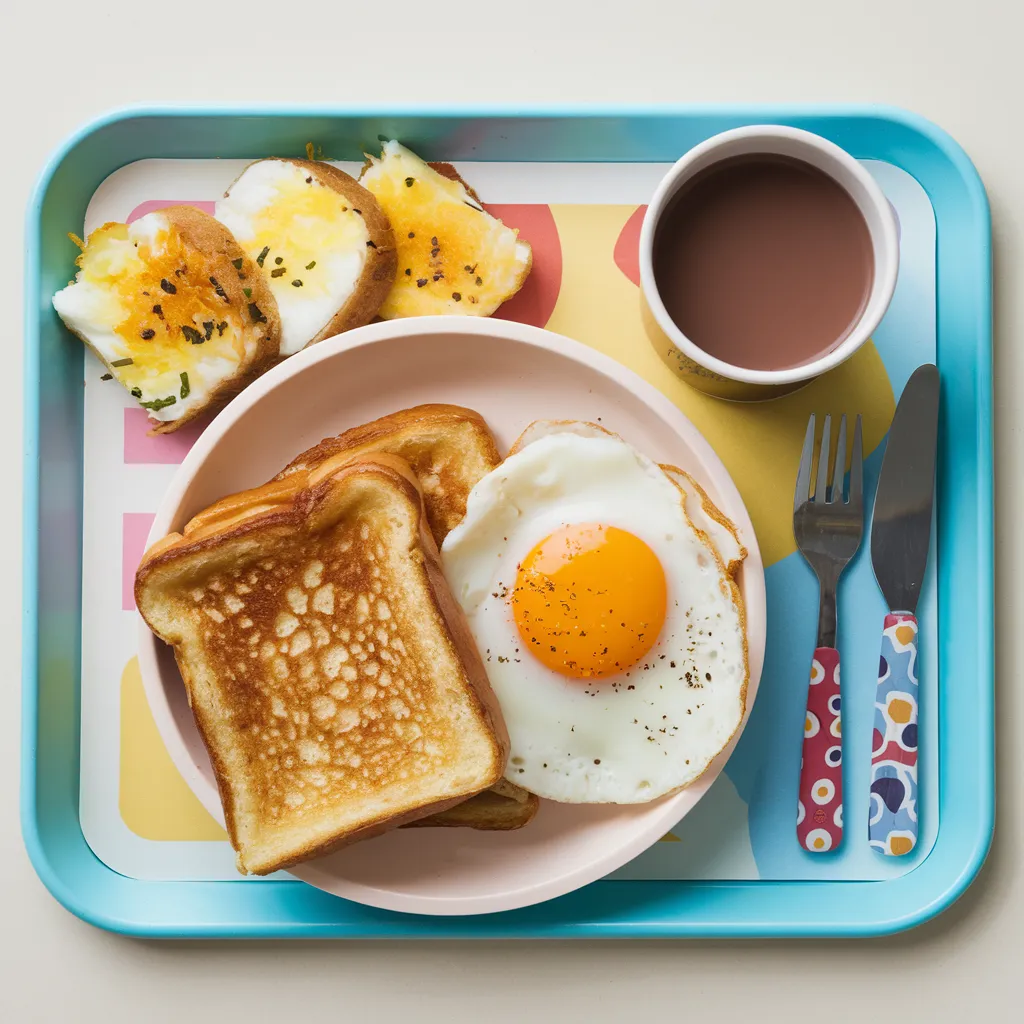 Kids Menu 9 Breakfast tray with toast and egg